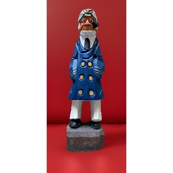 Vintage Nanco Hand Carved 6" Wooden Sailor Captain Nautical Figure Folk Art - Picture 1 of 3